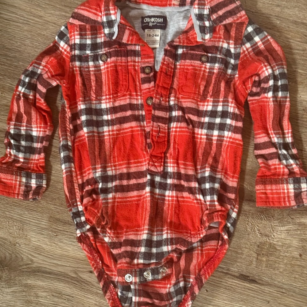OshKosh Red Plaid Baby Bodysuit